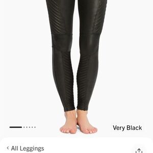 Spanx Faux Leather Moto Black Textured Leggings
